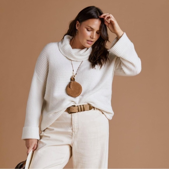 NWT Anthropologie Pilcro Cowl Neck Ivory Oversized Knit Sweater - Picture 5 of 12